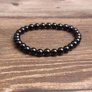 Black Onyx 6mm Beaded Healing Chakra Strength Protection Balance Bracelet Gifts